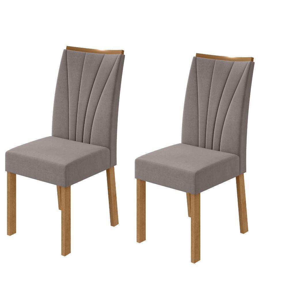 Miniatura Conjunto 2 Cadeiras Apogeu Amêndoa-veludo Liso Capuccino Lopas