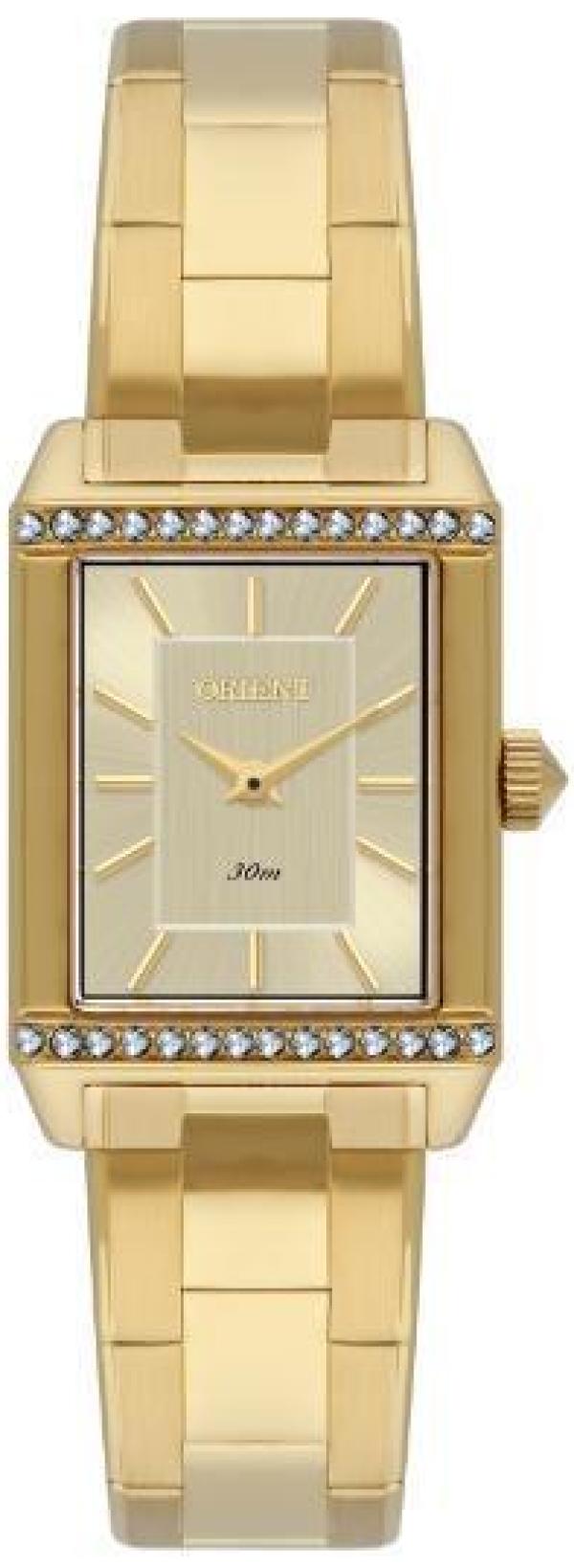 Miniatura Relógio Orient Feminino Quadrado Dourado Lgss0064 S1Kx