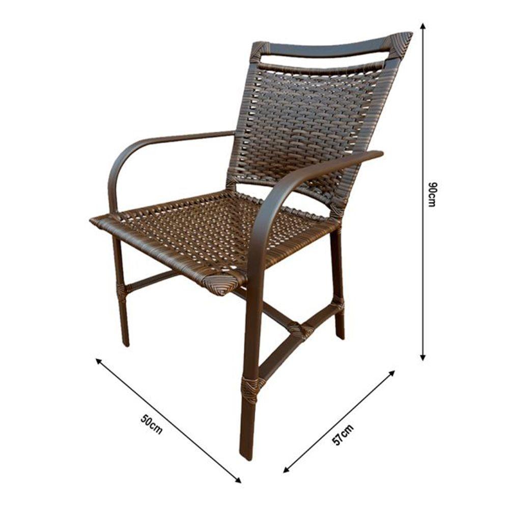 Miniatura Conjunto Mesa Redonda 1,40cm Com 6 Cadeiras Betta Em Alumínio Área Externa Marrom