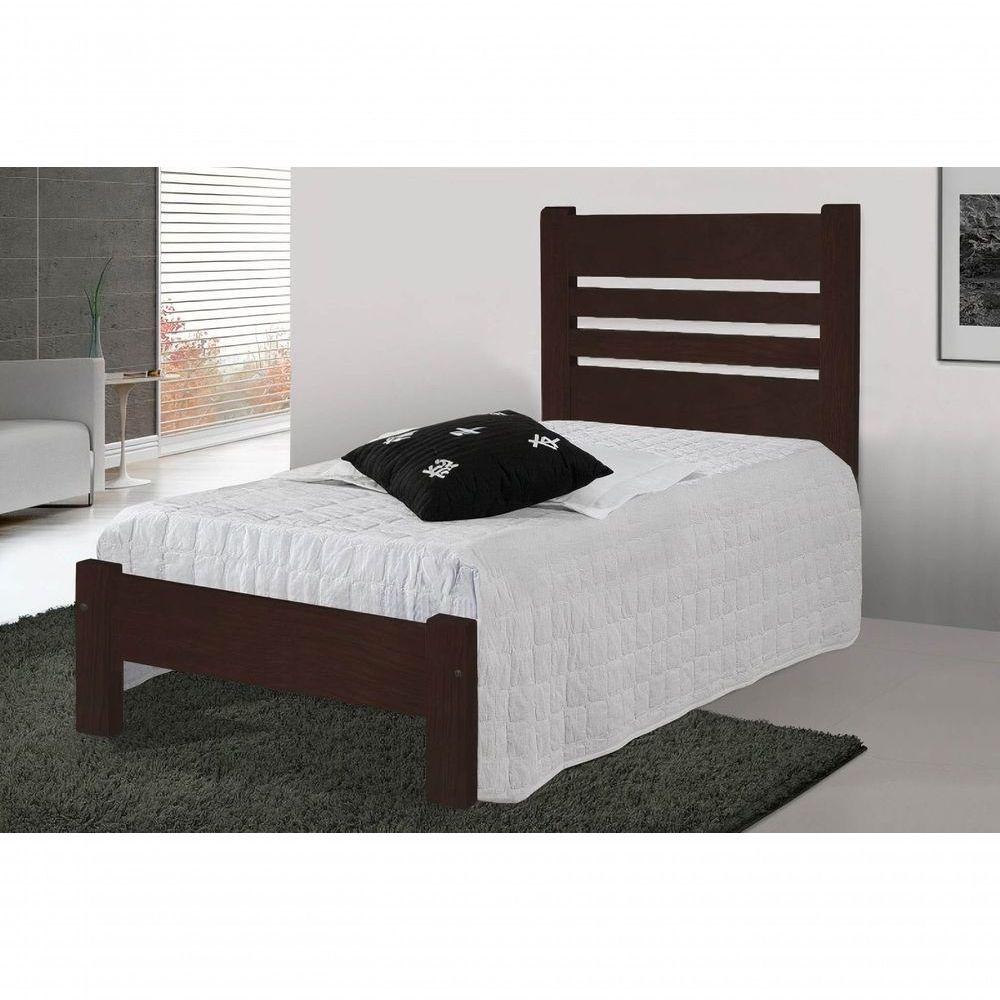 Miniatura Cama De Solteiro Prime De Madeira Maciça Angelim Pedra/tauari - Cor Tabaco