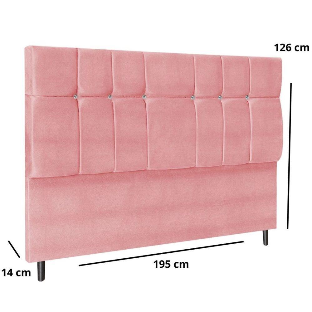 Miniatura Cabeceira Estofada Cama Box King 195 Cm Maya Suede Rosa