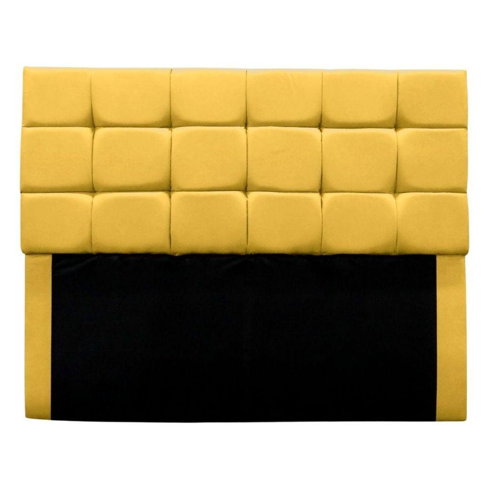 Miniatura Cabeceira Cama Box Queen 160 Cm Bianca Suede Amarelo