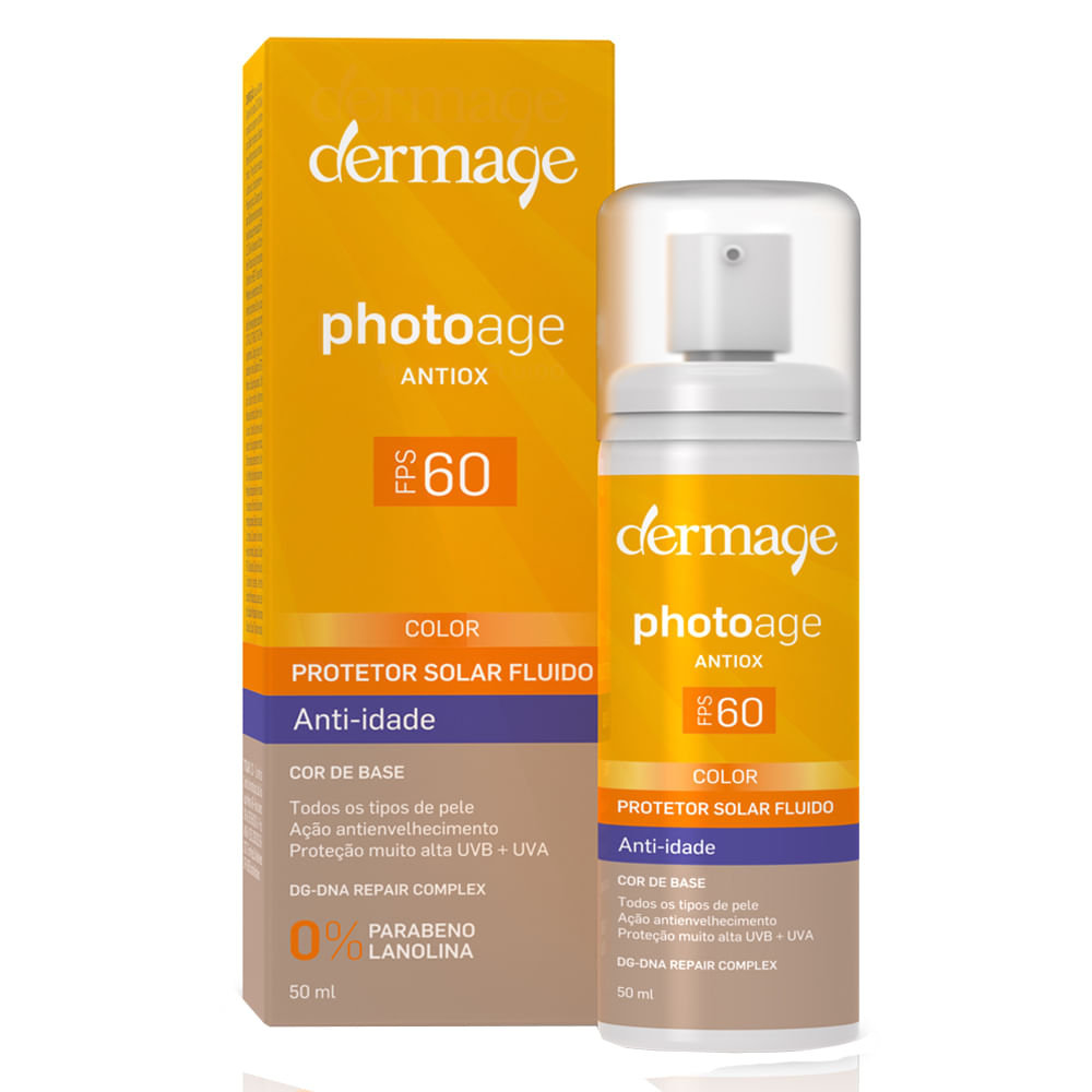 Miniatura Protetor Solar Facial Dermage - Photoage Fluido Antiox Color FPS 60 Universal