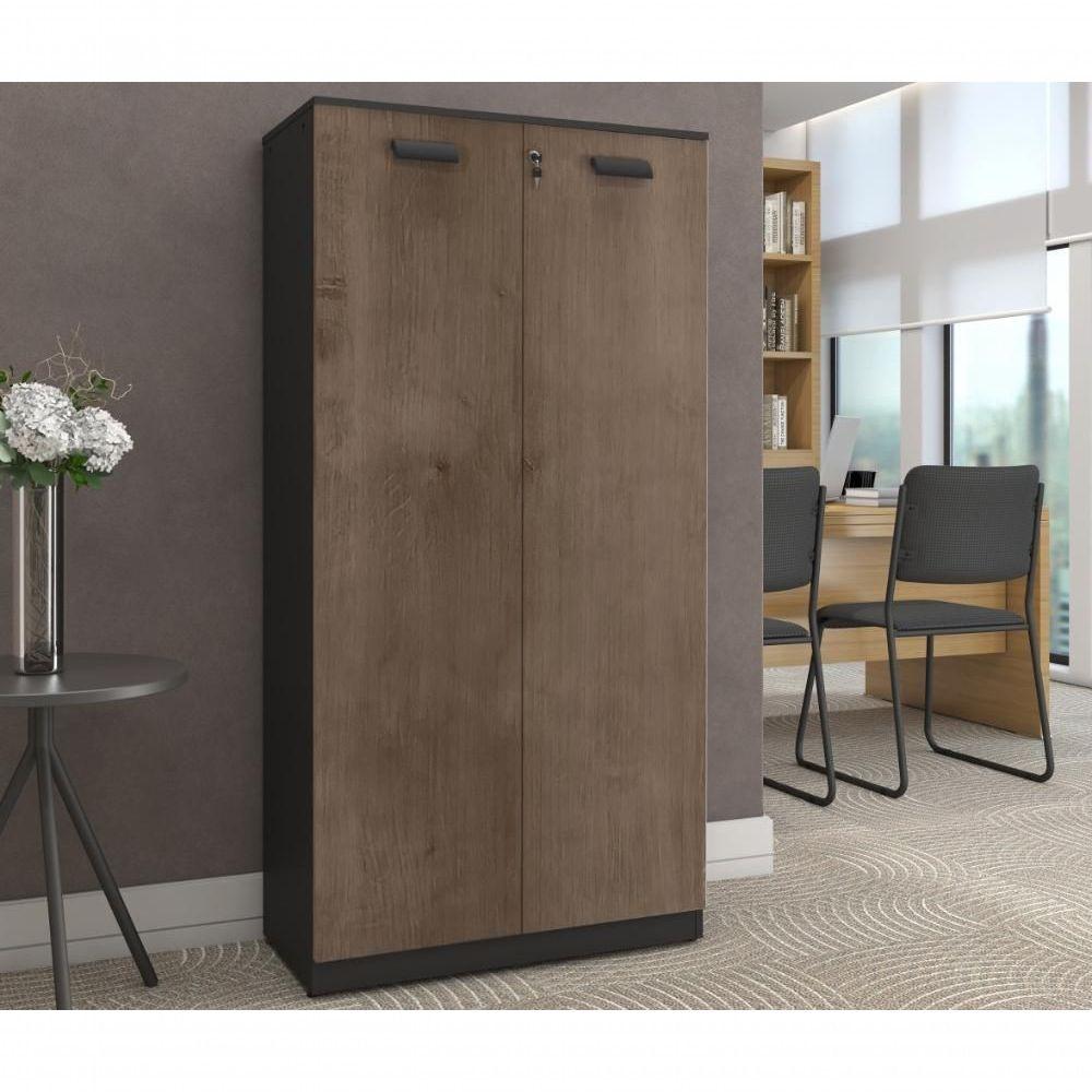 Miniatura Armário Alto Com 2 Portas Fechado Para Escritório - Castanho Castanho