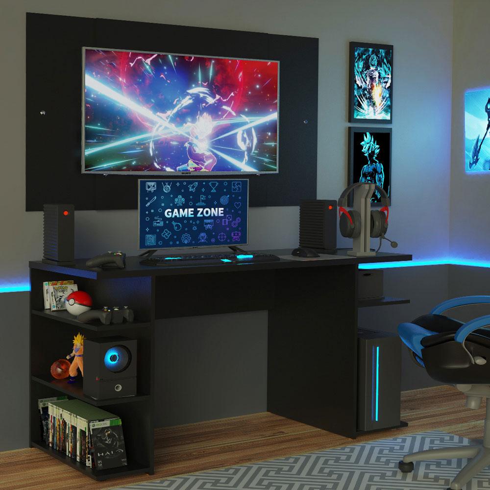 Miniatura Mesa para Computador Gamer Madesa 9409 e Painel para TV até 58 Polegadas - Preto Preto