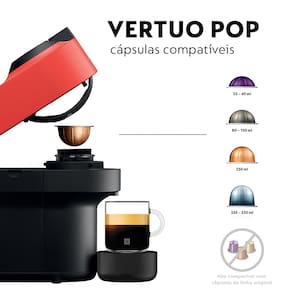 Miniatura Cafeteira Nespresso Vertuo Pop com Kit Boas-Vindas – Vermelha 110V