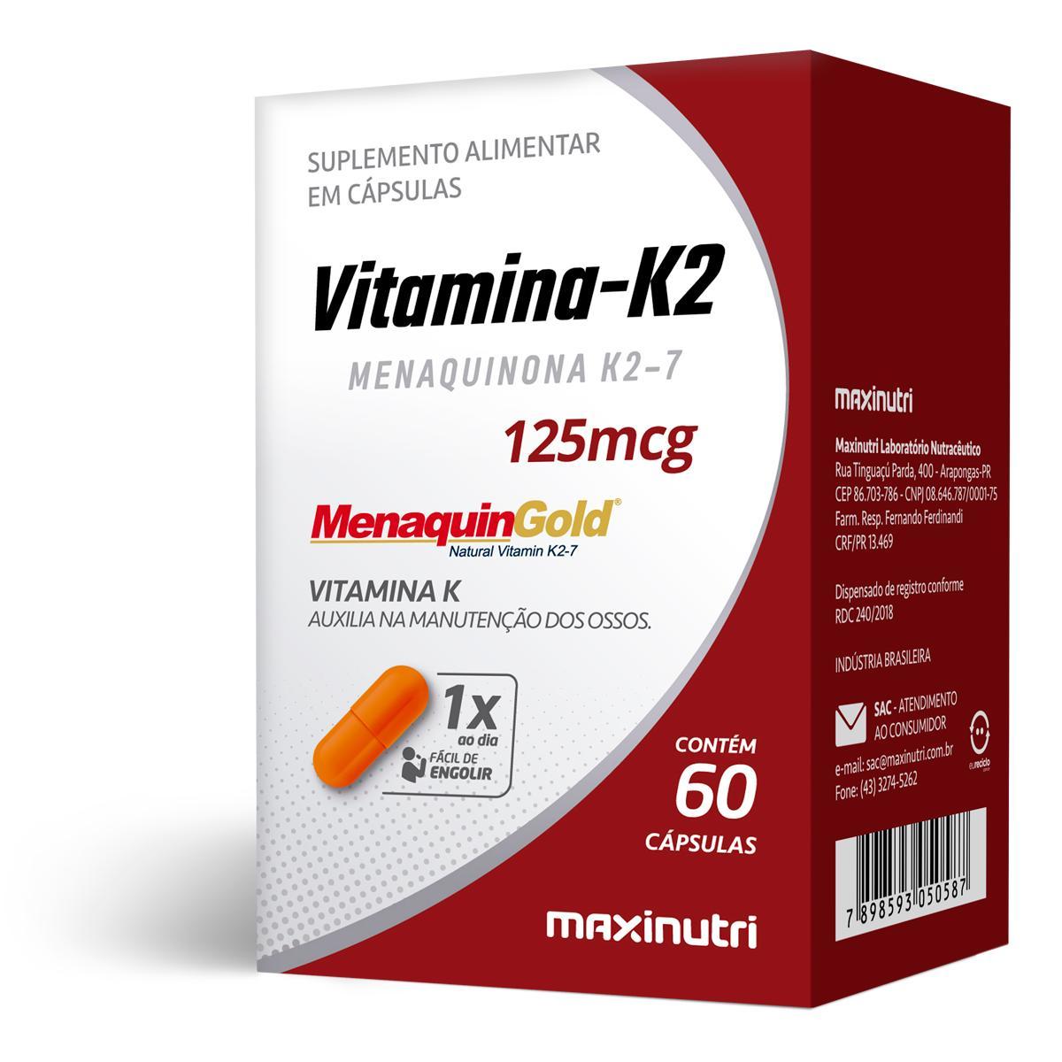 Miniatura Kit 5 Vitamina K2 Menaquingold Maxinutri 60 Cápsulas