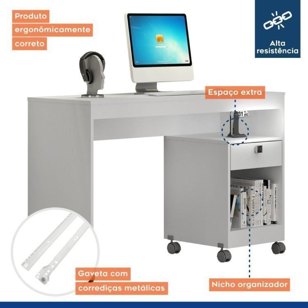 Conjunto Mesa para Computador Giga e Armário Multiuso 2 Portas Natal Branco