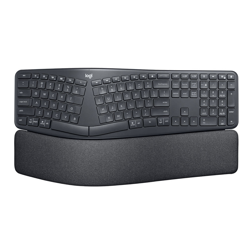 Miniatura Teclado Sem Fio Logitech ERGO K860 Com Apoio de Pulso USB Bluetooth Grafite Preto