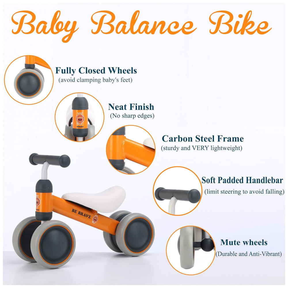 Miniatura Bicicleta sem Pedal para Crianças de 1 a 3 Anos, BEKILOLE, Rosa