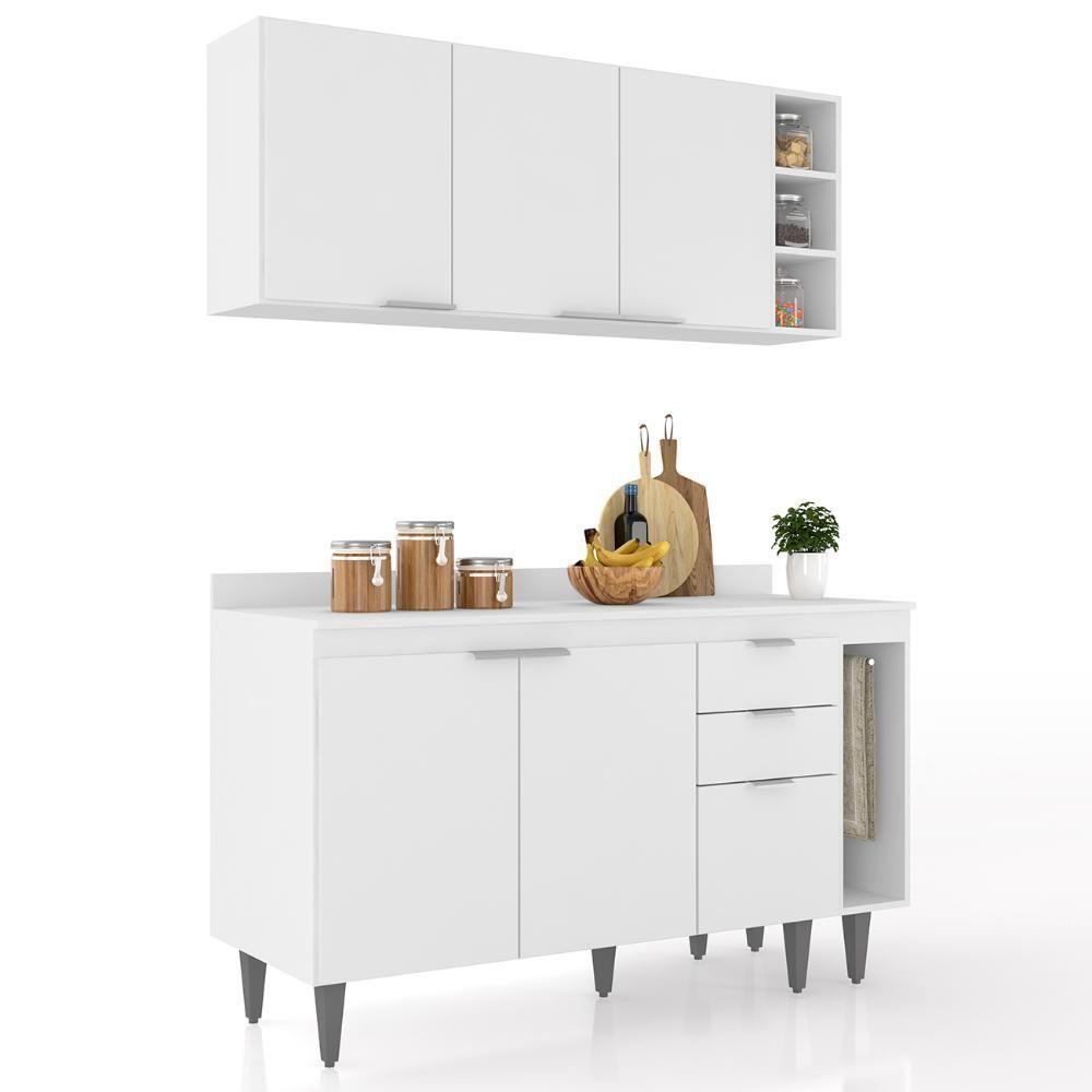 Miniatura Armário De Cozinha Com Tampo Cp08 140cm Pérola Branco Z34 - Mpozenato