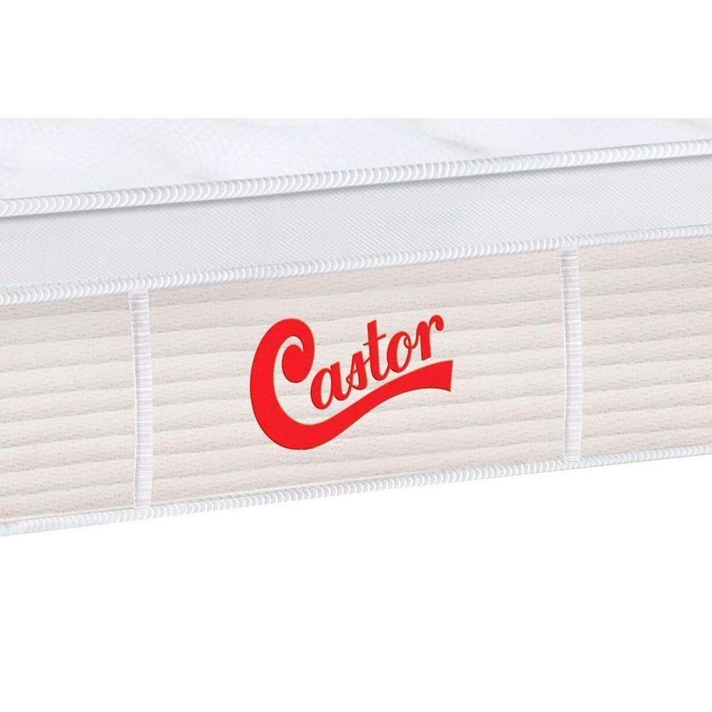 Miniatura Cama Box Baú Queen: Colchão Molas Ensacadas Castor Pocket Gold Star Vitagel + Base White(158X198)
