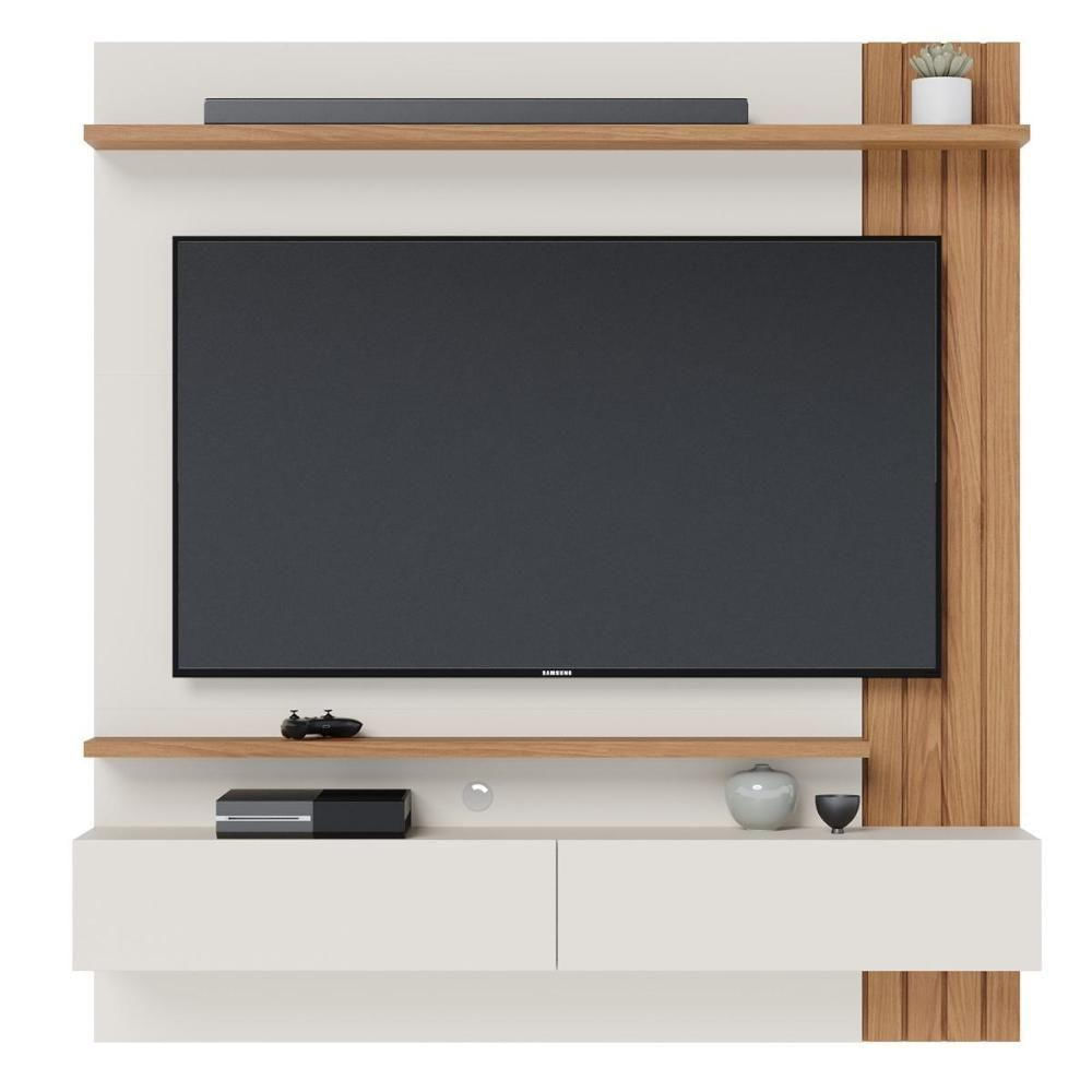 Painel Home Suspenso 2 Portas Tv's 65" Juriti - Freijó Off White Matte