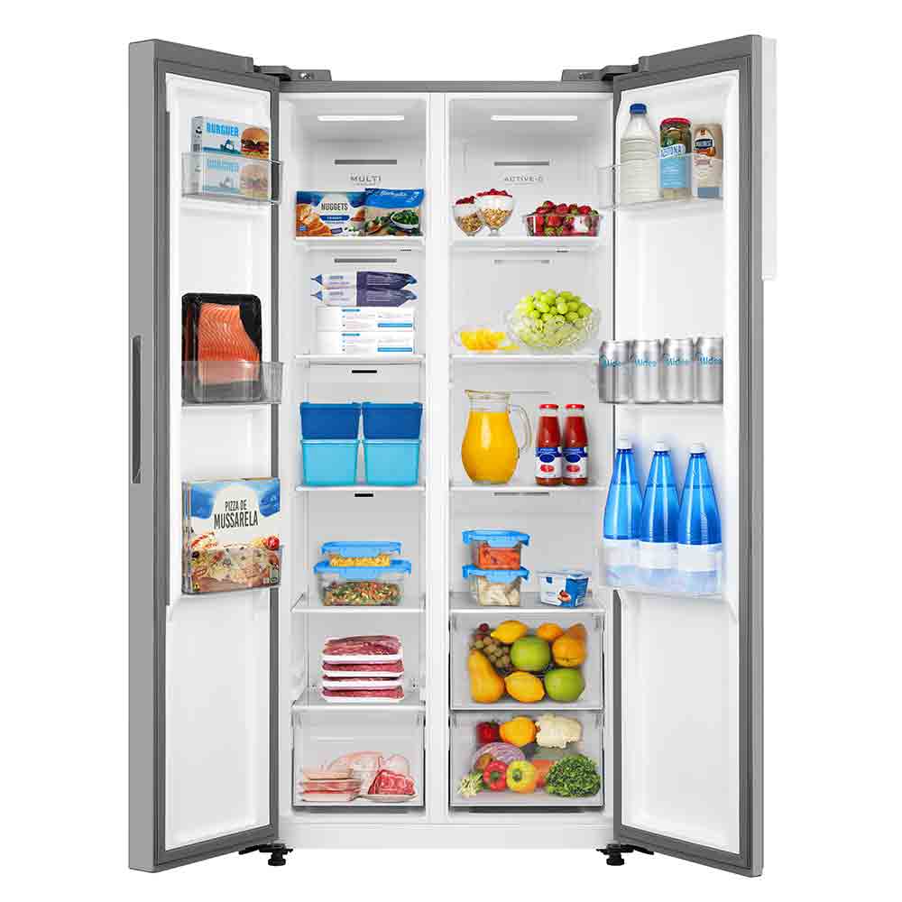 Miniatura Refrigerador Side By Side Midea de 02 Portas Inverter com 442 Litros Inox Claro - MDRS598FGA041