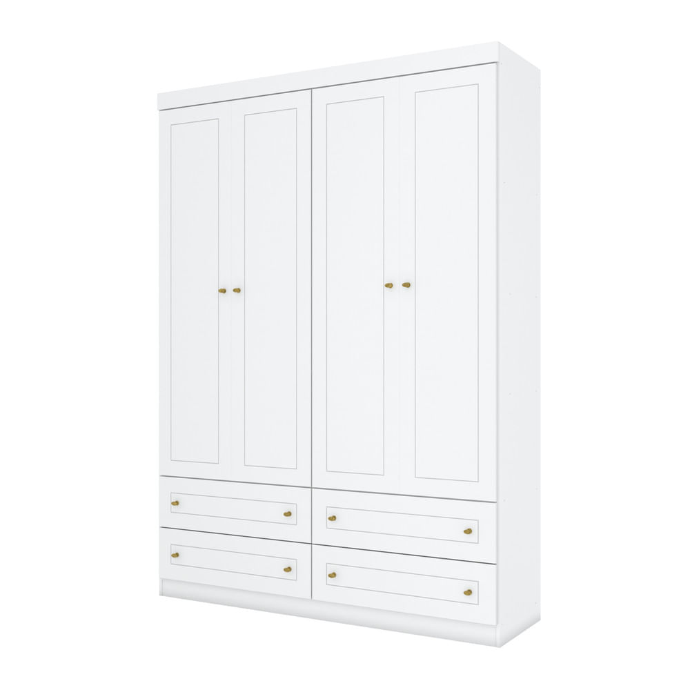 Miniatura Guarda Roupa Infantil  Maryland 04 Portas Casa 812 Branco HP