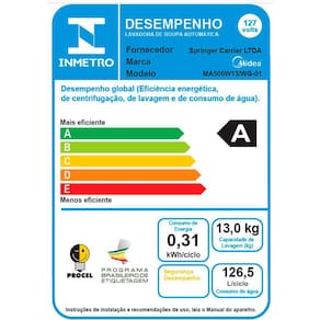 Lavadora de Roupas Midea MA500W13/WG com Sistema Ciclone 13kg – Branca 110V