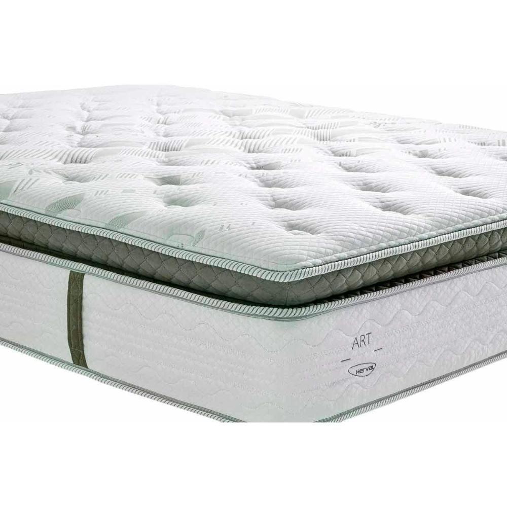 Miniatura Cama Box King: Colchão Molas Ensacadas Herval Imperatore Gold C1655 + Base Crc Suede Gray (193x203x34)