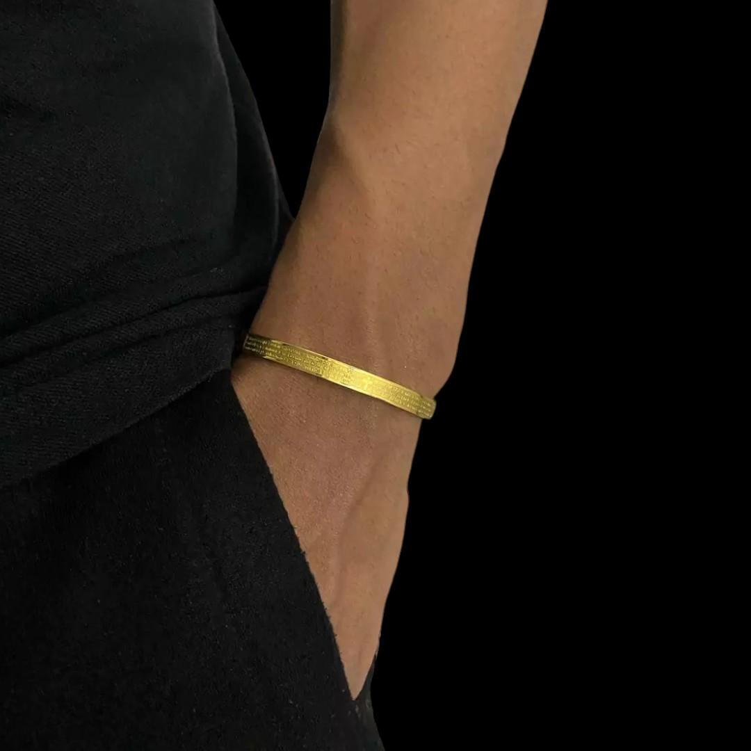Miniatura Bracelete Liso Pai Nosso 6Mm - Banhado A Ouro 18K