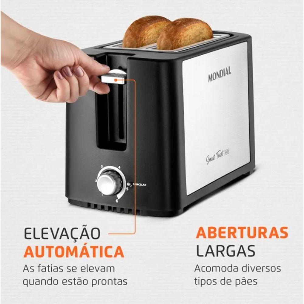 Miniatura Torradeira Tostador De Paes Inox 6 Níveis Mondial 800w 220V