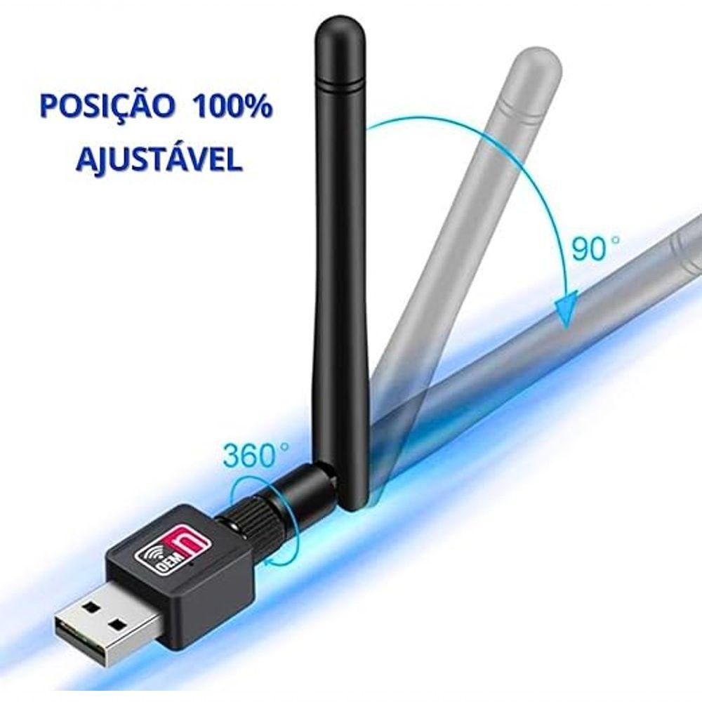 Miniatura Adaptador Usb Wireless Wi-fi Band 1.800mbps Rede 2462mhz-2.0 Ethernet Com Antena Para Computador