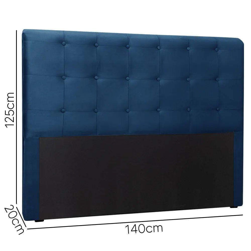 Miniatura Cabeceira Cama Box Quarto Casal Paola 1,40 Veludo Speciale Home Azul