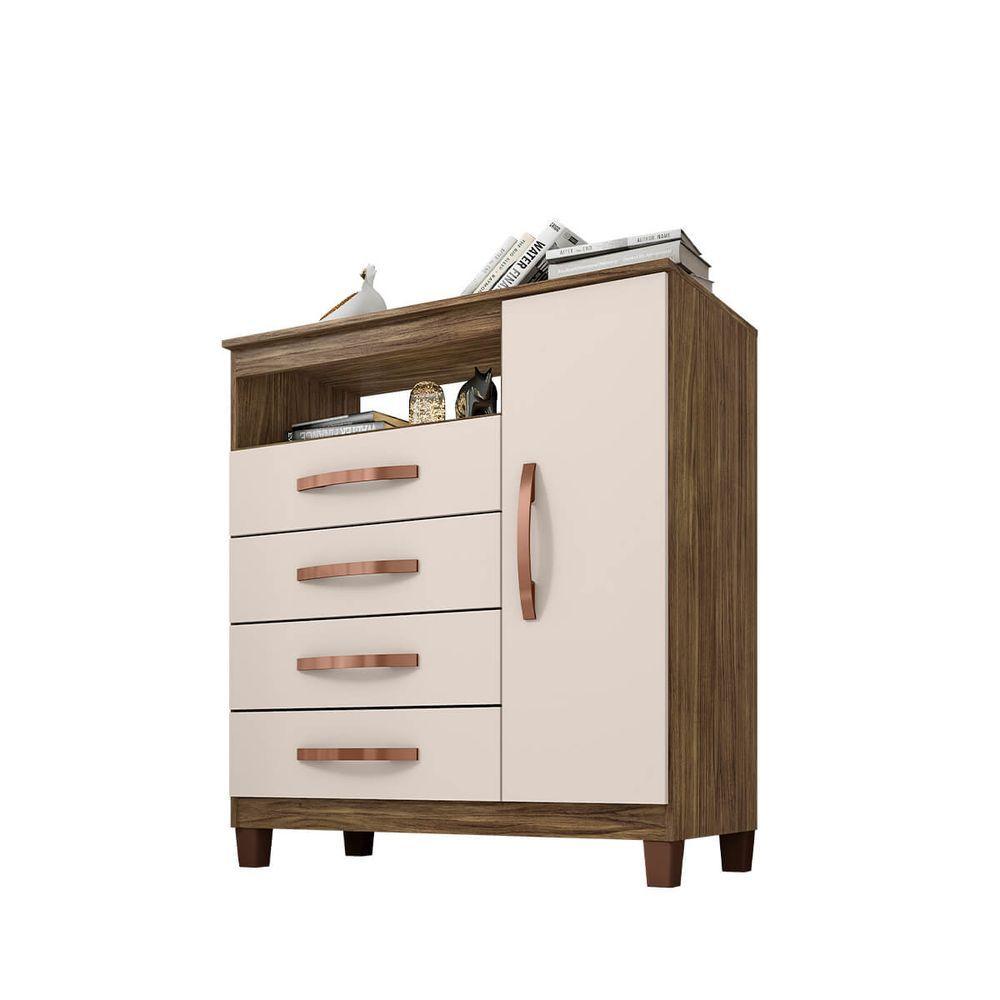 Miniatura Cômoda Sapateira 1 Porta 4 Gavetas Dijon Cor 252 - Teka - Champagne