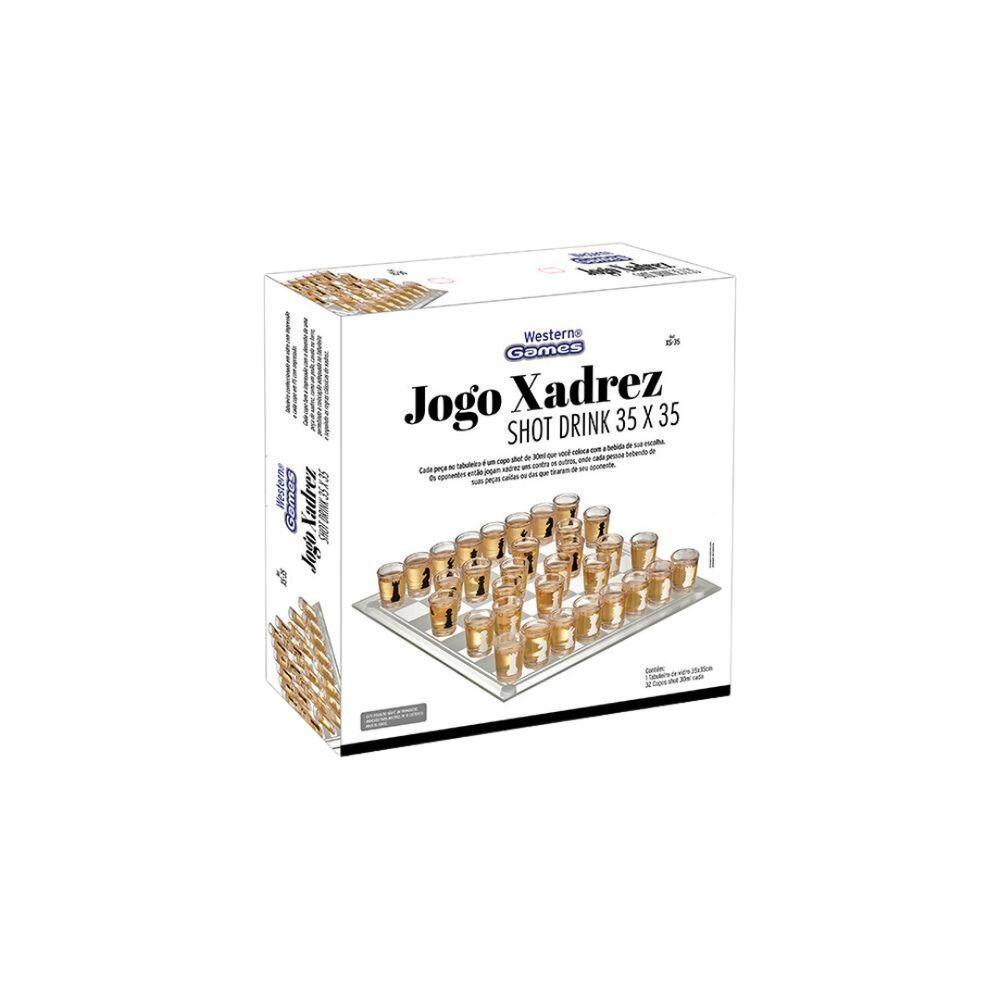 Miniatura Jogo De Xadrez Shot Drink 35x35 Tabuleiro De Vidro - Western