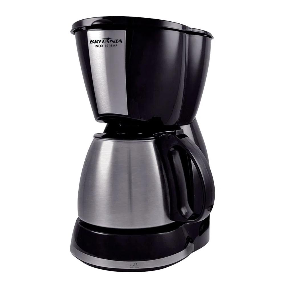Miniatura Cafeteira 15 Xícaras com Jarra Inox Britânia 15 TEMP Preta e Prata 127V 127V