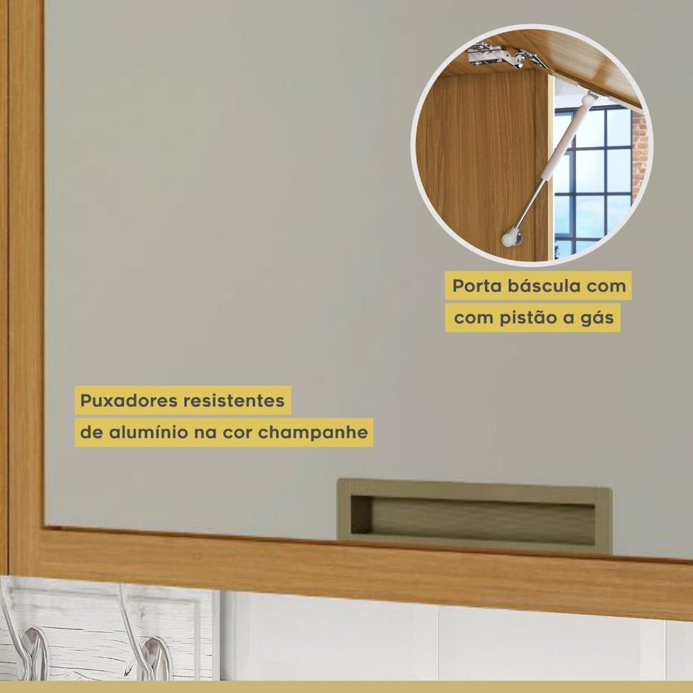 Cozinha 3 Peças Paneleiro Forno 2 Portas 3 Gavetas, Armário Aéreo 1 Porta e Armário Aéreo Geladeira Freijó/Off White