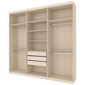 Miniatura Guarda-Roupa Casal Bartira Genova com 6 Portas e 3 Gavetas - 236,7cm de largura Areia
