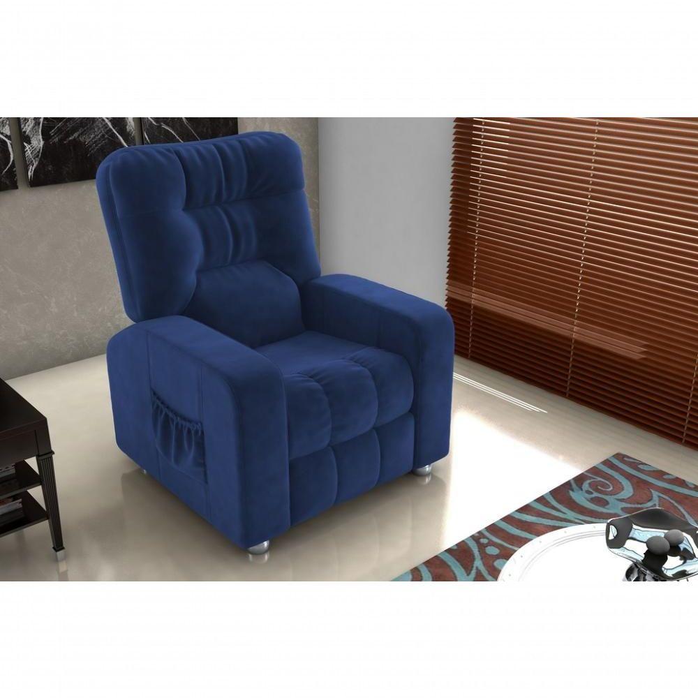 Miniatura Poltrona Matrix Reclinável Azera - Veludo Azul Marinho