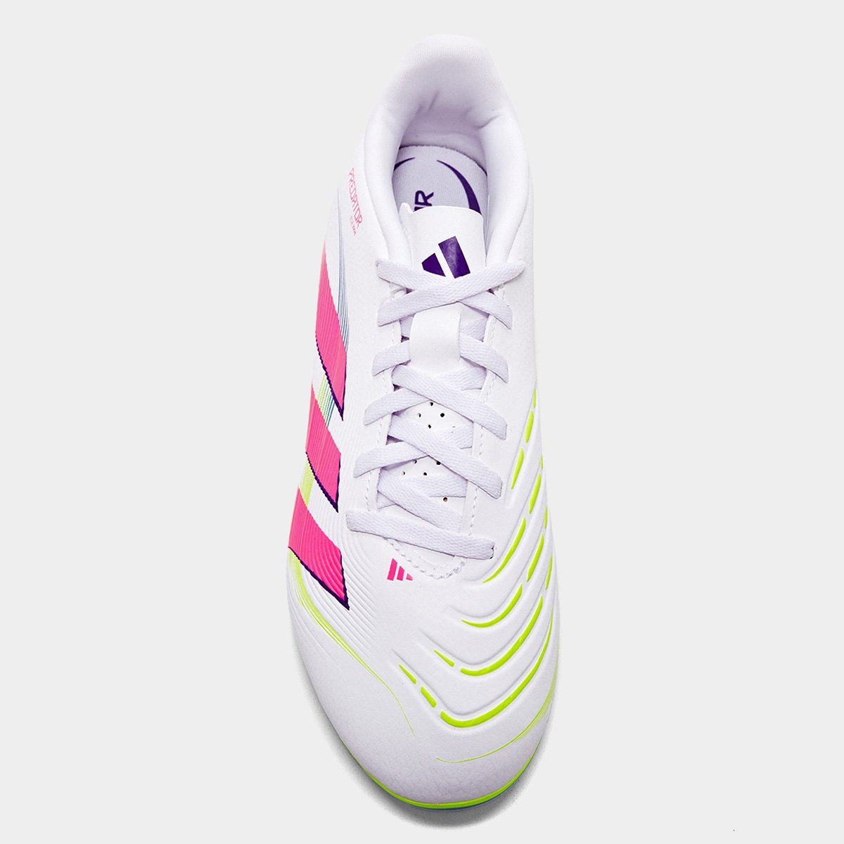 Miniatura Chuteira Campo Adidas Predator Club Unissex Branco+Rosa - 40