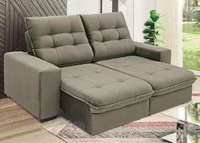Miniatura Sofá 3 Lugares Linoforte Benetton Retrátil e Reclinável, Revestido em Tecido Suede - 200cm de Largura Castanho