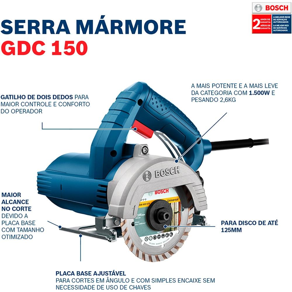 Serra Mármore Profissional Bosch GDC 150, 1500 Watts  110 Volts