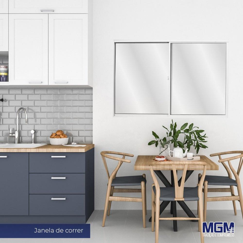 Miniatura Janela Alumínio com 2 Folhas Vidro liso  Branca 120x120M  MGM Soft Branco
