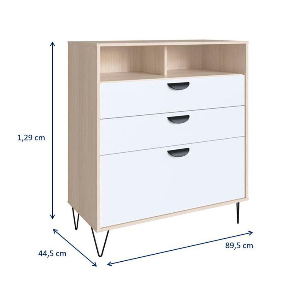 Miniatura Cômoda 2 Gavetas E 1 Gavetão 1006 Drawer Be Mobiliário Nature Com Branco Tx