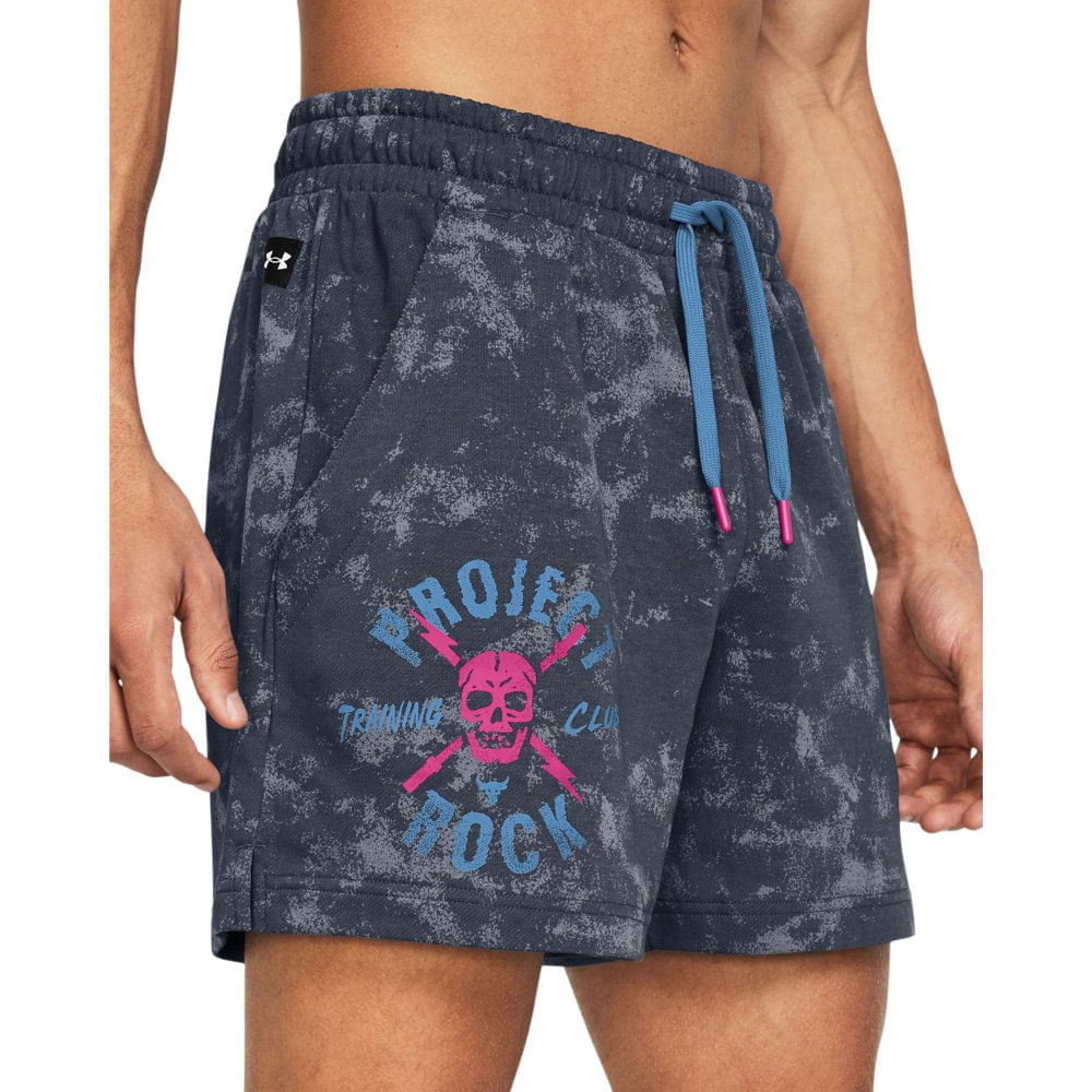 Miniatura Shorts Masculino Under Armour Project Rock AOP Rival Terry Cinza - G