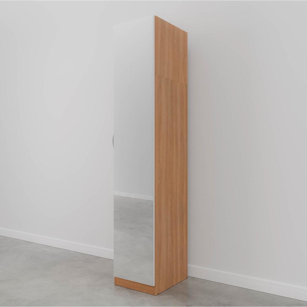 Guarda Roupa Hera 1 Porta com Espelho 6 Prateleiras CabeCasa MadeiraMadeira Branco Geada/Louro