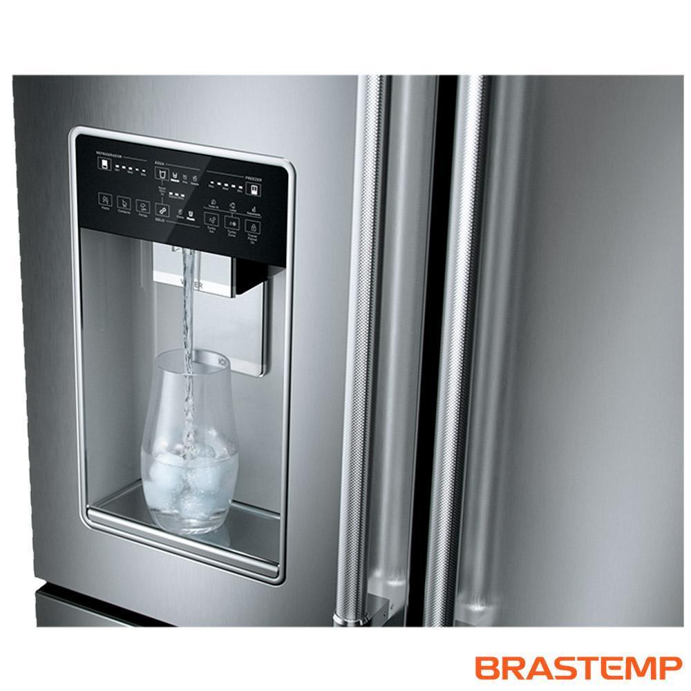 Refrigerador Brastemp Gourmand Frost Free French Door Água e Gelo na Porta 515 Litros Inox BRH86AR 220