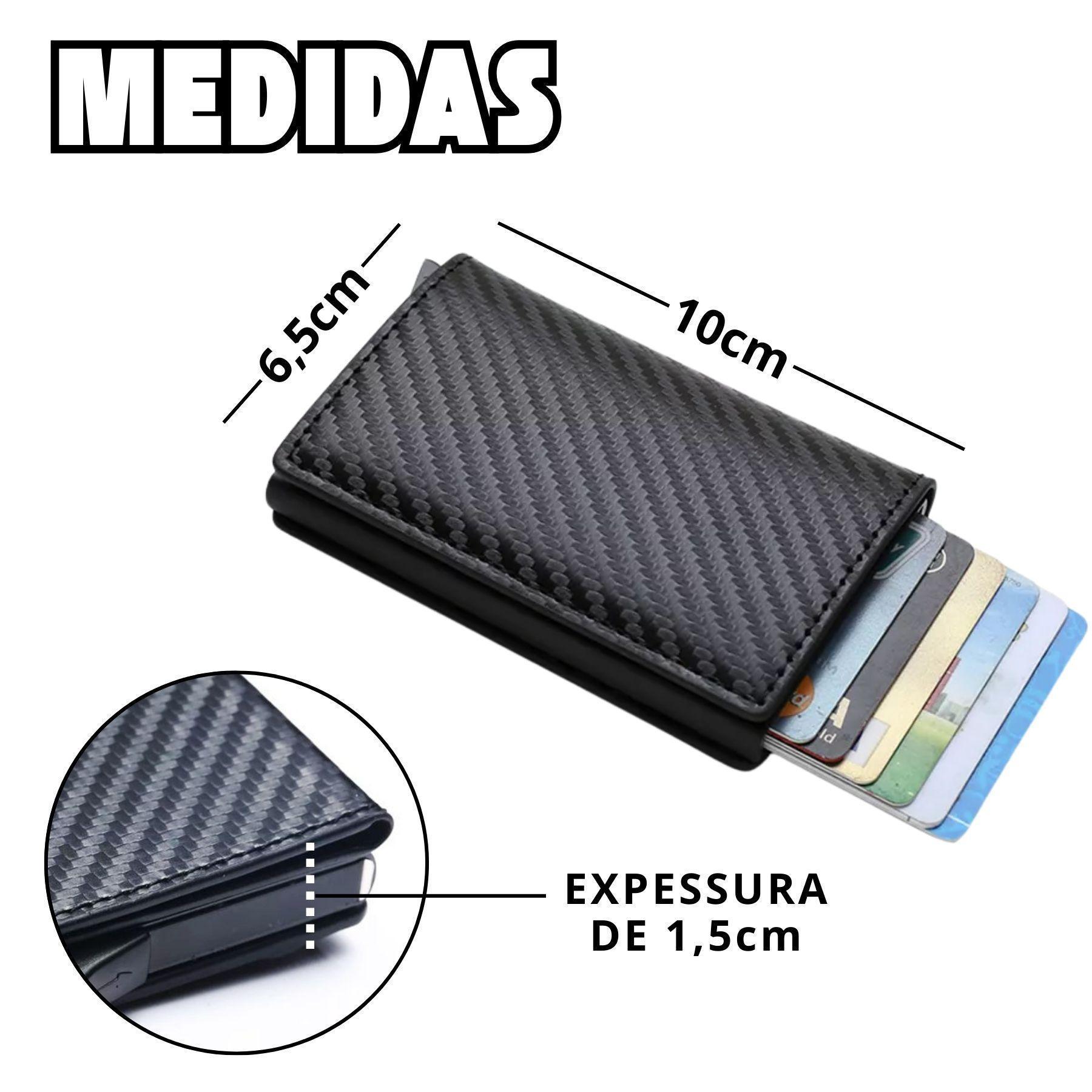 Miniatura Carteira Antifurto Fina Sistema Rfid Segurança Luxo Premium