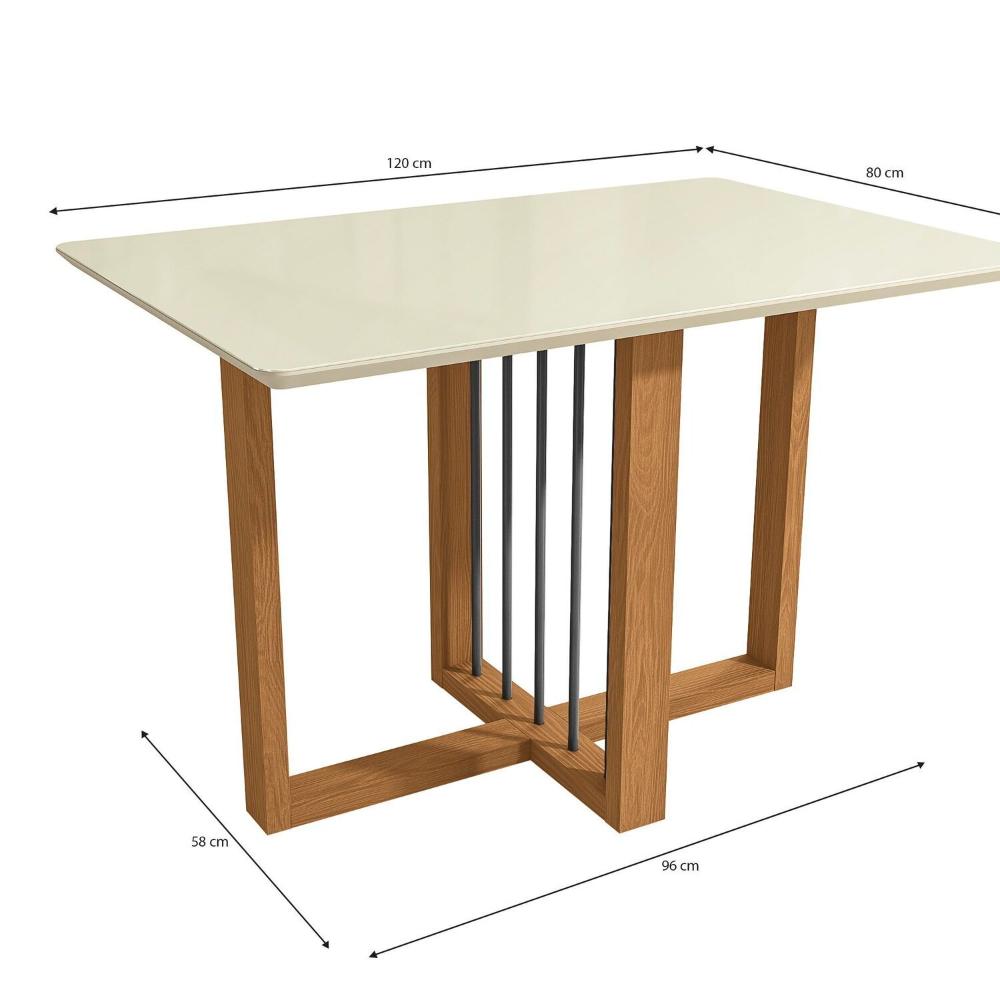 Miniatura Conjunto Mesa Antonela com 4 Cadeiras Canela/Titanio