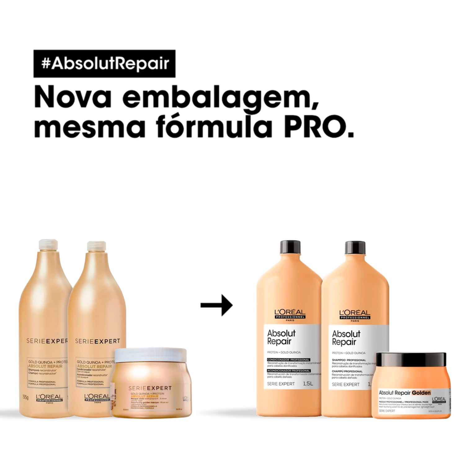 Miniatura Kit L'Oréal Professionnel Serie Expert Absolut Repair Gold Quinoa + Protein Golden Salon Trio (3 Produtos)