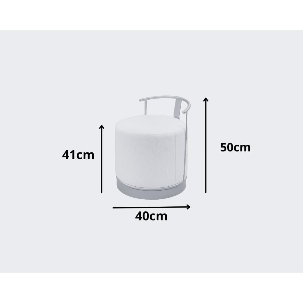 Miniatura Puff Redondo em Linho 50cm com Base ÁQuila Bege Claro