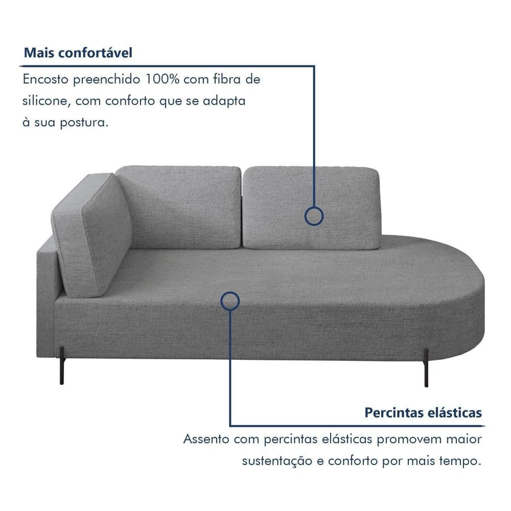 Miniatura Sofá Living Orgânico 2 Lugares 165cm Norten Cinza