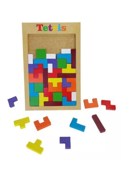 Miniatura Brinquedo Educativo Madeira Quebra Cabeça Tetris Criança