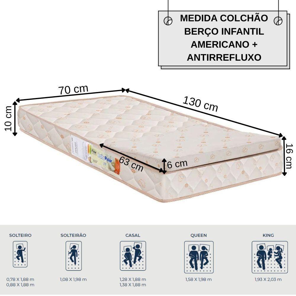 Miniatura Colchão Berço Tradicional Com Antirrefluxo D18 Baby Polar