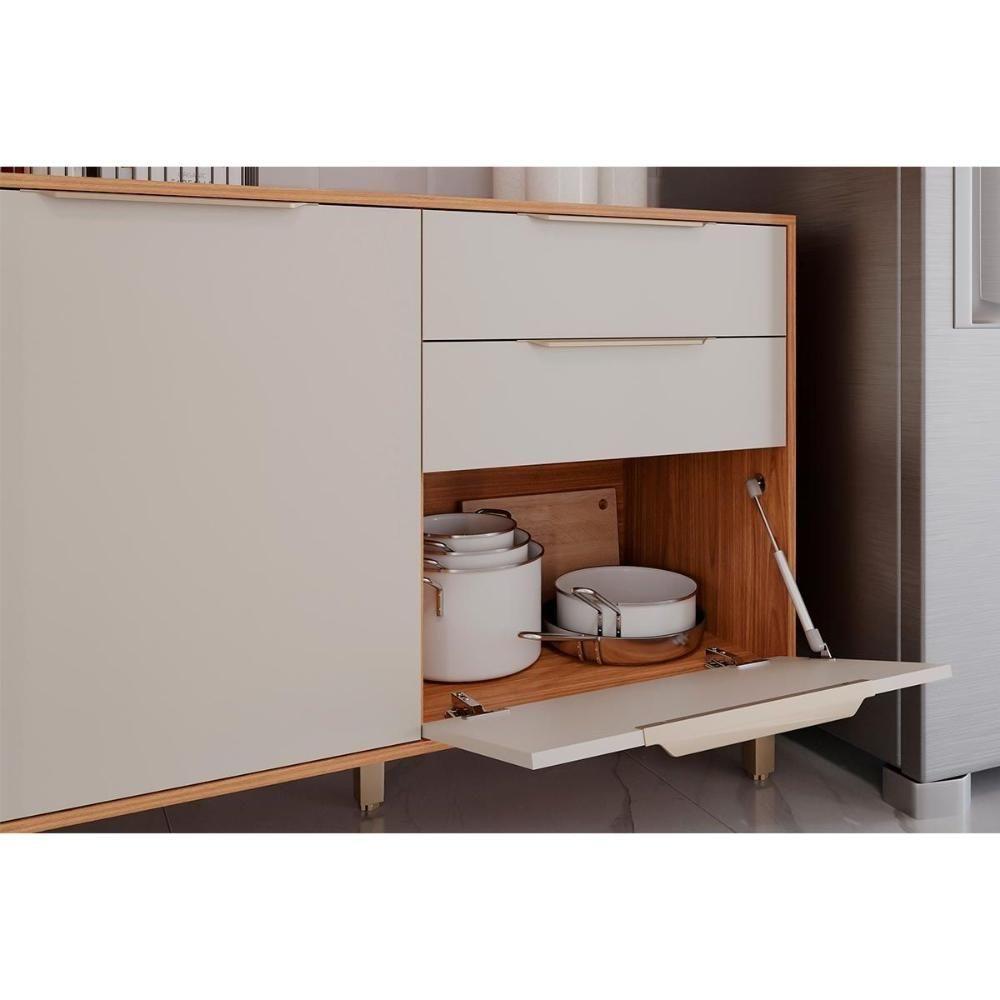 Miniatura Módulo Cozinha Divina Balcão Com Tampo Com 2 Portas E 2 Gavetas 120 Cm Freijó Off White
