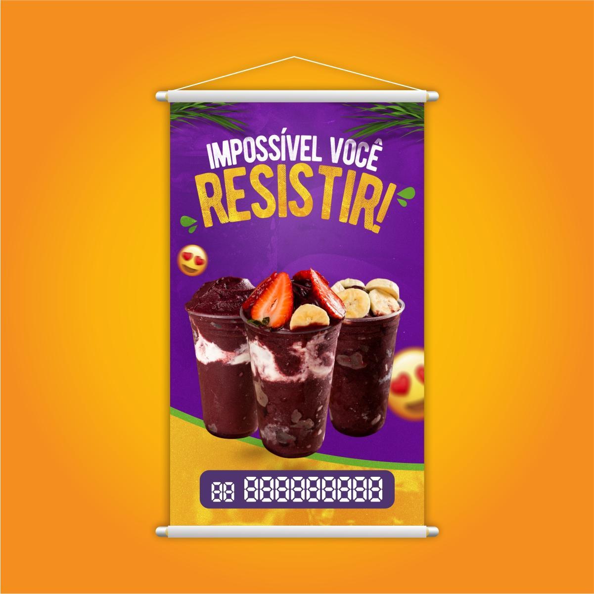 Miniatura Banner Açaí No Copo Complementos Tele 60X40Cm