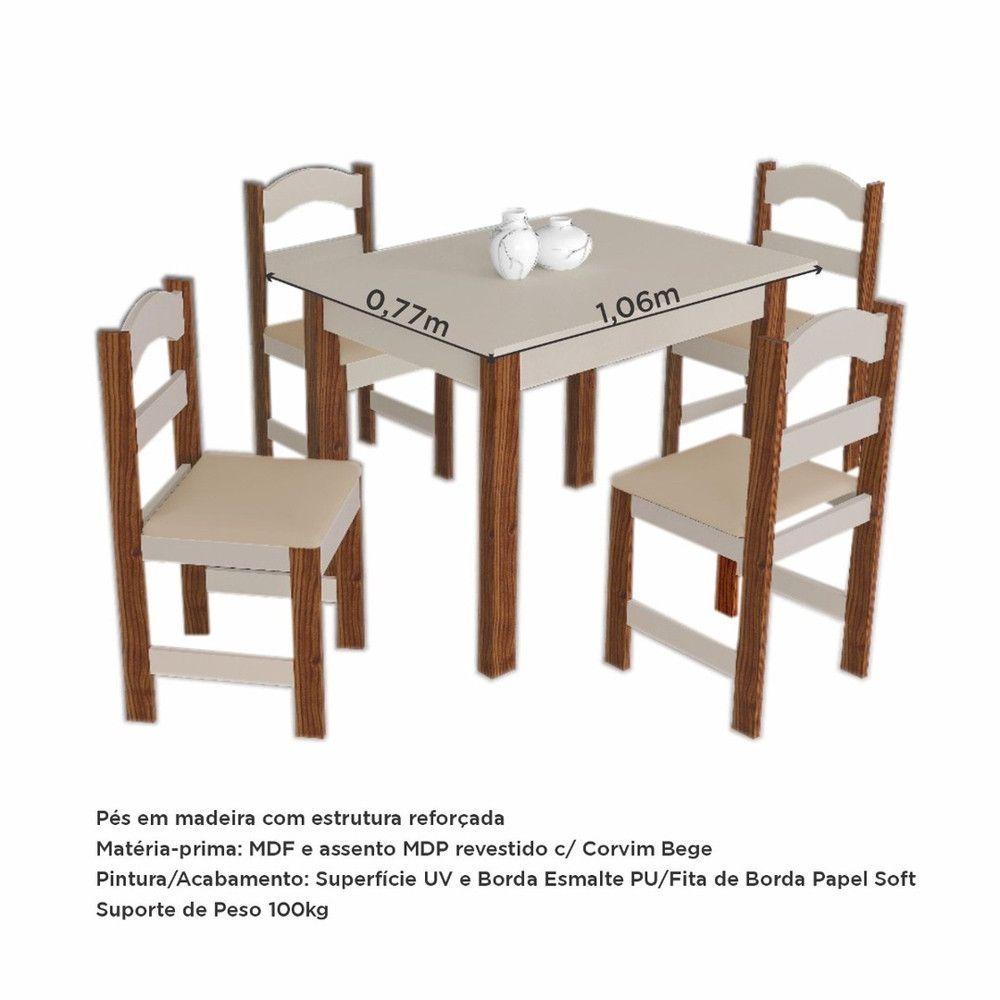 Miniatura Conjunto Mesa De Jantar 1,06x0,77m Araúna Com 4 Cadeiras