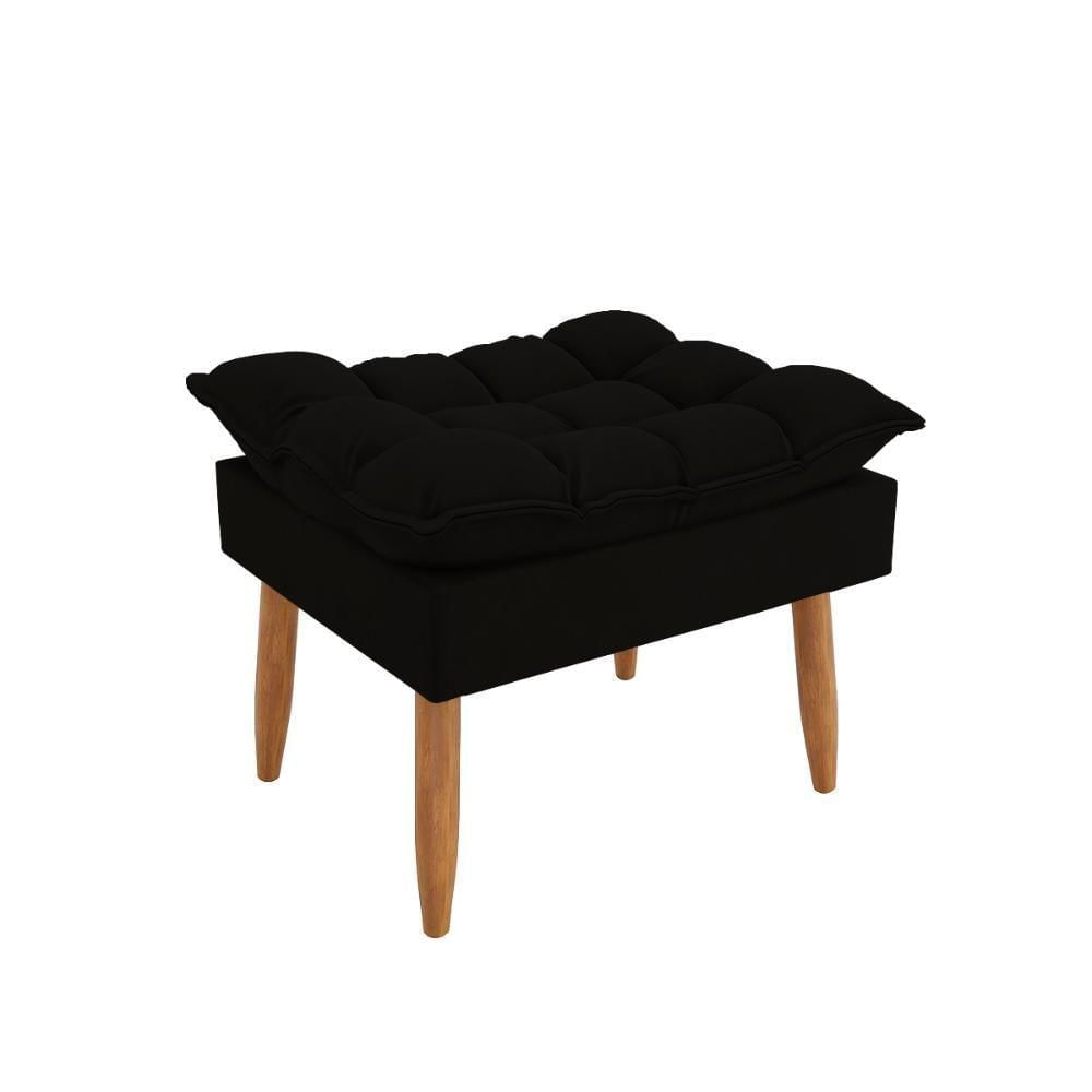 Miniatura Puff Moderno Luxo Sala Sofisticação Cozinha Escritório Preto